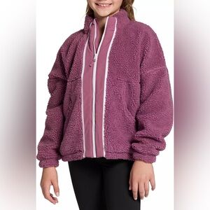 DSG Girls' Cozy Fleece Rose Coffee Full Zip‎ Jacket NWT Size M 10/12